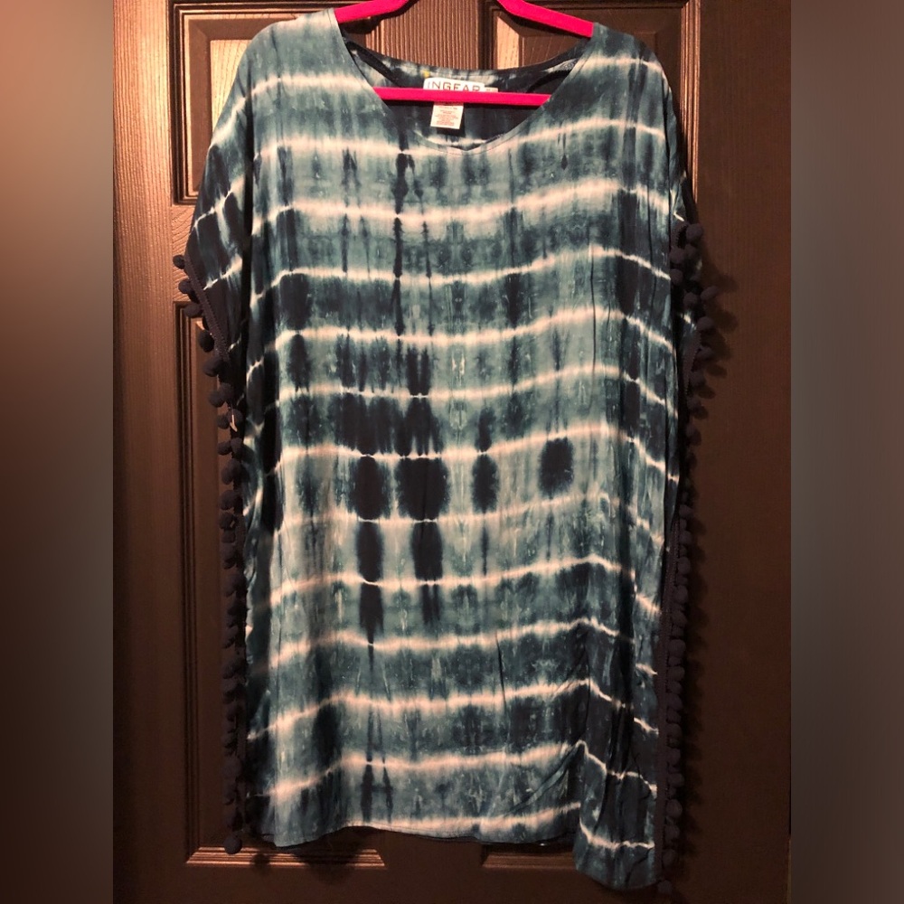 Blue Tie-Dye Pom Trim Cover-Up
INGEAR brand
Size OS
